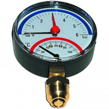 Termomanometru Radial Tecnogas 0-4 bar / 120°C | 1/2" | Termix.ro 🌡️