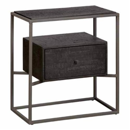 COMODA CASCIA HALL - LEMN DE TEC RECICLAT / METAL - NEGRU - 55(L) x 60(h) x 30(l)