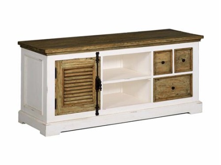 COMODA TV AMANDA - LEMN DE TEC RECUPERAT / METAL - ALB / NEGRU / MARO - 150(L) X 65(H) X 50(L) CM