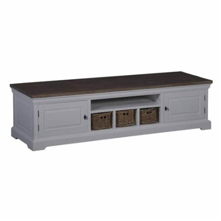 COMODA TV NAPOLI - LEMN DE TEC / METAL - ALB / MARO - 180(L) X 45(H) X 45(L) CM