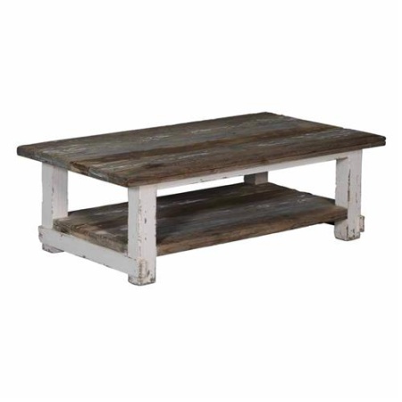MASA DE CAFEA DAAN - LEMN DE PIN - ALB / NATURAL - 140(L) X 40(H) X 80(L) CM