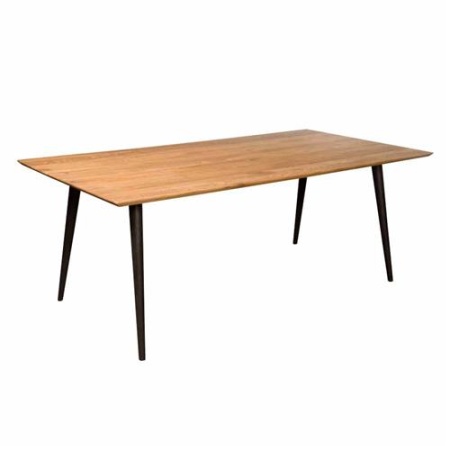 MASA DE DINING BRESSO - LEMN DE STEJAR / METAL - NEGRU / MARO NATURAL - 200(L) X 77(H) X 100(L) CM