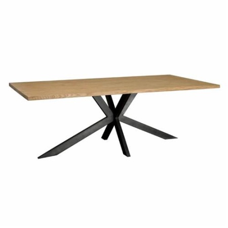 MASA DE DINING LUNA - FURNIR DE STEJAR NATURAL / METAL - NEGRU / MARO NATURAL - 240(L) X 77(H) X 100(L) CM