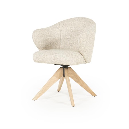 SCAUN CONNOR DONNA - LEMN DE STEJAR SI STOFA - BEJ - 61.5(L) x 60(l) x 81.5(h) cm