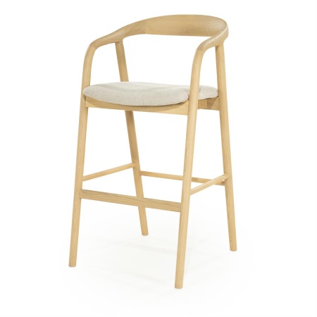 SCAUN DE BAR RAYVEN - LEMN DE FRASIN SI TESATURA - NATURAL - 55(L) x 62.5(l) x 104(h) cm