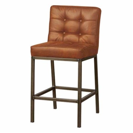 SCAUN DE BAR VASCO AMAZON - METAL / MATERIAL - NEGRU / CONIAC - 58(L) X 100(H) X 48(L)
