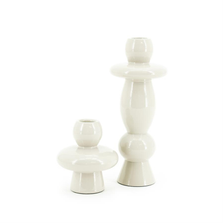 SUPORT LUMANARI BAROLO (SET DE 2) - METAL - BEJ - 8/8.5(L) x 9/20(h) x 8/8.5(l)