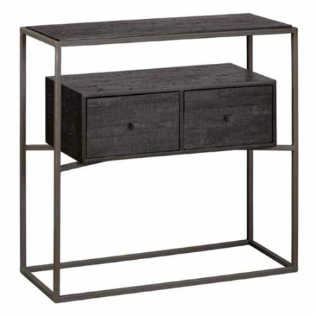 COMODA CASCIA HALL - LEMN DE TEC RECICLAT / METAL - NEGRU - 75(L) x 75(h) x 30(l)
