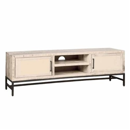 COMODA TV CARINI - LEMN / METAL - NEGRU / ALB - 160(L) X 50(H) X 40(L) CM