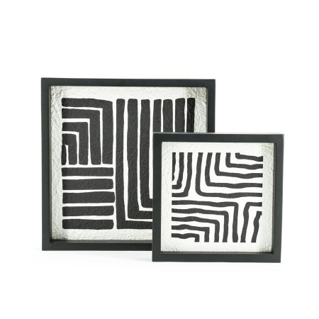 DECORATIUNE PENTRU PERETE TRIQ ( SET DE 2 ) - LEMN - ALB/NEGRU - 35(L) x 5(h) x 35(l)