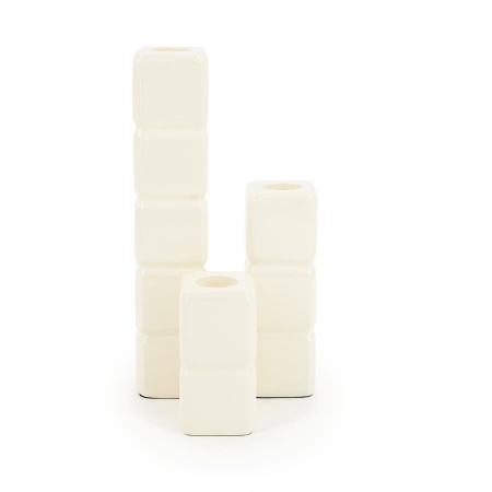 SUPORT PENTRU LUMANARI CUBE - ALUMINIU - BEJ - 6.6(L) x 13.2/19.8/33(h) x 6.6(l)