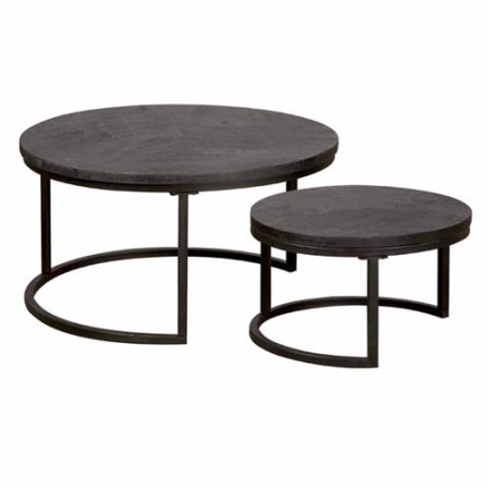 MASA DE CAFEA VIOLA (SET DE 2) - LEMN DE MANGO - NEGRU - 70/55(L) X 40/32(H) X 70/55(L) CM