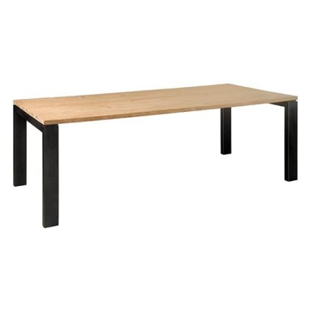 MASA DE DINING LIDO - FURNIR DE STEJAR NATURAL / METAL - NEGRU / MARO NATURAL - 200(L) X 76(H) X 100(L) CM