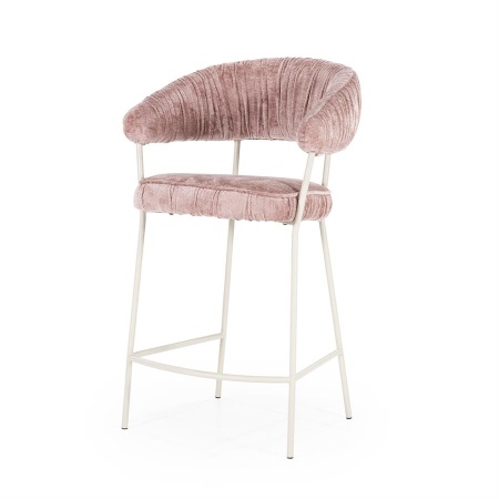 SCAUN DE BAR LIZZY FEMEIE - TESATURA SI METAL - ROZ - 55(L) x 53(l) x 96(h) cm
