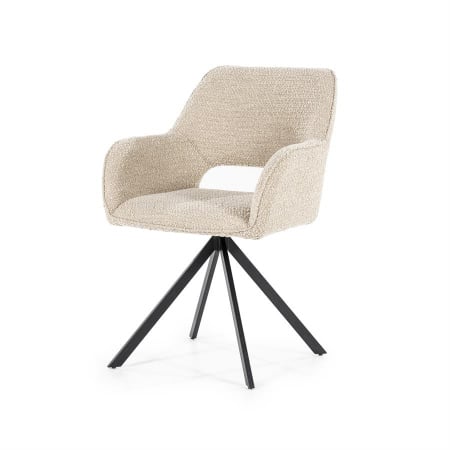 SCAUN PIVOTANT FABIO SPARK - METAL / LEMN / TESATURA 100% POLIESTER - CREM - 56(L) x 85.5(h) x 58(l)