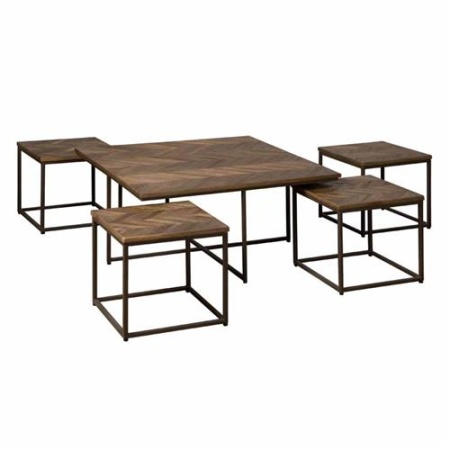 MASA DE CAFEA VIA (SET DE 5) - LEMN / METAL - MULTICOLOR - 90(L) X 45(H) X 90(L) CM