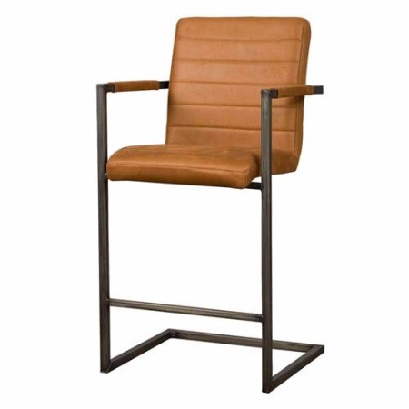 SCAUN DE BAR ROCCA - METAL / MATERIAL - NEGRU / CONIAC - 60(L) X 104(H) X 56(L)