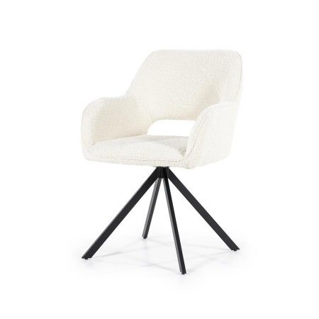 SCAUN PIVOTANT FABIO SPARK - METAL / LEMN / TESATURA 100% POLIESTER - ALB MURDAR - 56(L) x 85.5(h) x 58(l)