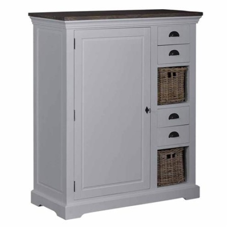 DULAP NAPOLI - LEMN DE TEC RECICLAT / METAL - ALB / NEGRU / MARO - 100(L) x 120(h) x 45(l)