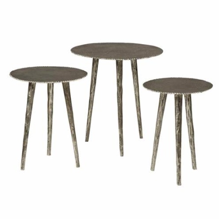 MASA LATERALA RENEW ALU (SET DE 3 BUC) - METAL / STICLA - MULTICOLOR - 47(L) X 52(H) X 47(L) CM