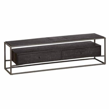 COMODA TV CARINI - LEMN DE TEC RECUPERAT / METAL - NEGRU - 135(L) X 40(H) X 30(L) CM