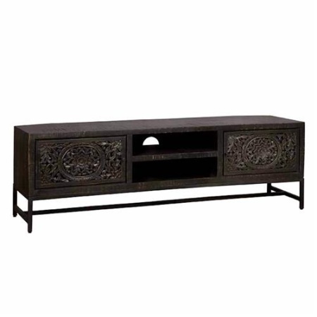 COMODA TV CASCIA - FURNIR / METAL - NEGRU - 160(L) X 50(H) X 40(L) CM