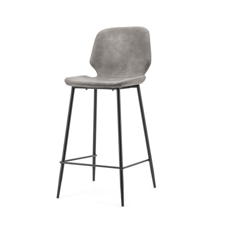 SCAUN DE BAR SEASHELL INALT - PU & METAL - GRI - 43(L) x 104(h) x 52(l)