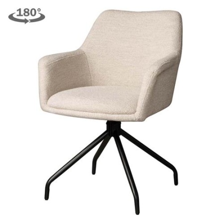 SCAUN PIVOTANT ORTANA - METAL / MATERIAL - NEGRU / ALB - 61(L) X 83.5(H) X 60.5(L)