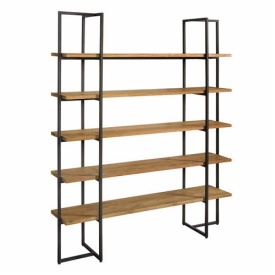BIBLIOTECA FELINO - LEMN DE TEC RECICLAT / METAL - NATURAL / NEGRU - 155(L) x 180(h) x 35(l)
