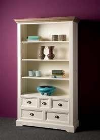 BIBLIOTECA FLEUR - LEMN DE PIN [FSC] - ALB - 111(L) x 191(h) x 40(l) - Img 2