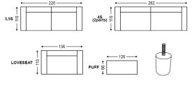 CANAPEA CANDY - (3.5S) - 220(L) x 89(h) x110(l) cm - Img 3