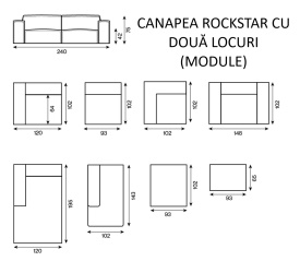 CANAPEA ROCKSTAR CU DOUĂ LOCURI - (2S) - 240(L) x 75(h) x 102(l) - Img 5