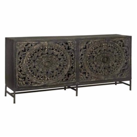 COMODA CASINA - LEMN / METAL - NEGRU - 200(L) x 90(h) x 45(l)