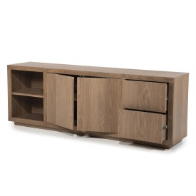 COMODA HELSINKI DESCHIS - LEMN SI FURNIR DE STEJAR - MARO - 200(L) x 42(l) x 70(h) cm - Img 4