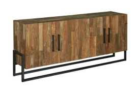 COMODA POTENZA - LEMN DE TEC RECICLAT / METAL - NEGRU / MARO NATURAL - 200(L) x 85(h) x 45(l)