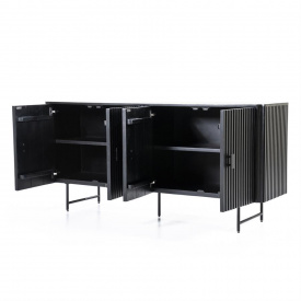 COMODA REMI CU 4 USI - DIN LEMN DE MANGO SI METAL - NEGRU - 170(L) x 80(h) x 45(l) - Img 4