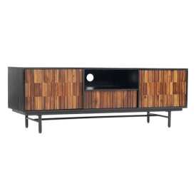 COMODA TV CORONA - LEMN DE MANGO [FSC] / METAL - NEGRU / MARO NATURAL - 145(L) X 50(H) X 45(L) CM
