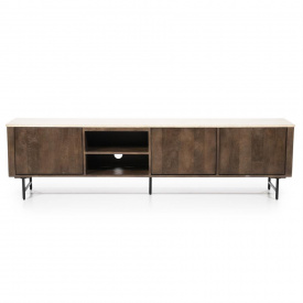 COMODA TV LIO CU 3 USI - DIN LEMN DE MANGO [FSC] SI TRAVERTIN - MARO - 200(L) x 52(h) x 41(l)