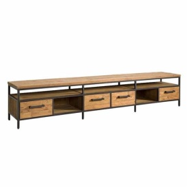 COMODA TV LIVORNO - LEMN DE TEC RECUPERAT / METAL - NEGRU / MARO NATURAL - 240(L) X 45(H) X 40(L) CM