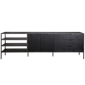 COMODA TV MADISON DARK - LEMN DE SALCAM, MDF SI METAL - NEGRU - 220(L) x 42(l) x 70(h) cm