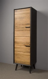 DULAP BRESSO - FURNIR DE STEJAR [FSC] / METAL - NEGRU / MARO NATURAL - 55(L) x 174(h) x 45(l) - Img 2