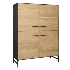 DULAP LIDO - FURNIR DE STEJAR [FSC] / METAL - NEGRU / MARO NATURAL - 120(L) x 160(h) x 45(l)