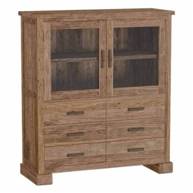 DULAP LORENZO - LEMN / STICLA - MARO NATURAL - 120(L) x 135(h) x 45(l)