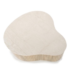 MASA DE CAFEA KIRA MEDIE - LEMN DE MANGO SI MARMURA - ALB - 83(L) x 72(l) x 34(h) cm - Img 2