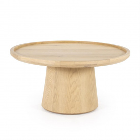 MASA DE CAFEA LEIA - MDF / STEJAR FIN - NATURAL - Ø80 x 32(h) - Img 1