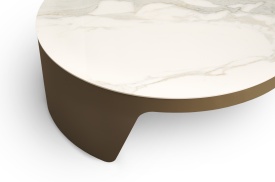 MASA DE CAFEA MARCO - METAL / CUART - BRONZ / ALB MULTICOLOR - Ø90xH30 - Img 4