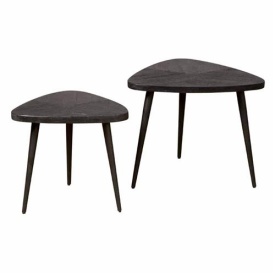 MASA DE CAFEA VIOLA (SET DE 2) - LEMN DE MANGO - NEGRU - 60/50(L) X 45/40(H) X 60/50(L) CM