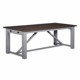 MASA DE DINING NAPOLI - LEMN DE TEC RECICLAT - GRI / NATURAL - 220(L) X 78(H) X 100(L) CM - Img 1