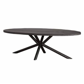 MASA DE DINING SELVA - LEMN DE MANGO / METAL - NEGRU - 200(L) X 77(H) X 100(L) CM - Img 1