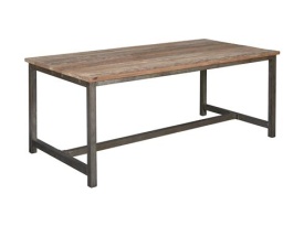 MASA DE DINING VENICE - LEMN DE TEC RECICLAT / METAL - NEGRU / MARO NATURAL - 240(L) X 78(H) X 100(L) CM - Img 1